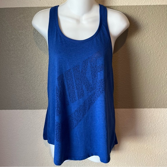 Nike Women’s Medium Blue Twisted Back Tank Top Burnout Workout Thin Breathable - Picture 1 of 4
